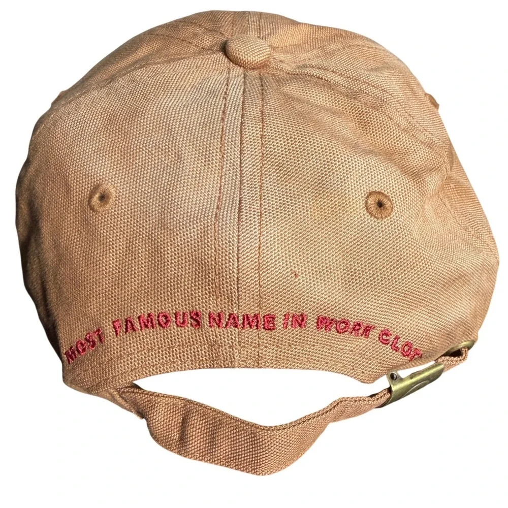 Vintage Carhartt Brown Canvas Cursive Script Logo Strapback Hat 2006 Y2K Grunge